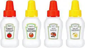 4 Pcs Mini Ketchup Bottle Containers for Lunch Box, Kids Lunch Accessories 4 Pcs Mini Ketchup Bottle Containers for Lunch Box, Kids Lunch Accessories