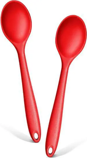 E-far Silicone Cooking Spoon Set of 2, Heat Resistant Mixing Spoon Utensils E-far Silicone Cooking Spoon Set of 2, Heat Resistant Mixing Spoon Utensils