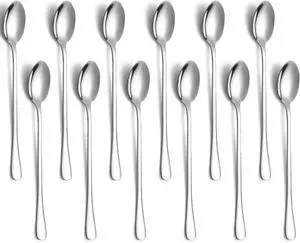 Berglander Long Handle Iced Tea Spoons 12 Pieces 7.87", Stainless Steel Coffee Spoon, Ice Cream Spoons, Latte Spoon for Mothers Milks Tea Mixing Cocktail Stirring Coffee Milkshake Cold Drink Berglander Long Handle Iced Tea Spoons 12 Pieces 7.87", Stainless Steel Coffee Spoon, Ice Cream Spoons, Latte Spoon for Mothers Milks Tea Mixing Cocktail Stirring Coffee Milkshake Cold Drink