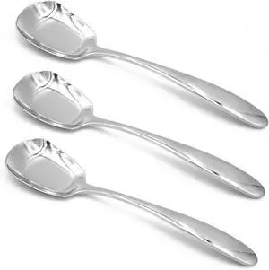Stainless Steel Soup & Dinner Spoons, Square Design, Mirror Polish, Set of 3 (6.77 Inches, 1.73 Inches, 0.11 Inch) Stainless Steel Soup & Dinner Spoons, Square Design, Mirror Polish, Set of 3 (6.77 Inches, 1.73 Inches, 0.11 Inch)