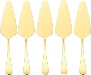 5x Cake Server Pie Holder Transfer Triangular Spade Spatula Serrated Edge - Gold 5x Cake Server Pie Holder Transfer Triangular Spade Spatula Serrated Edge - Gold