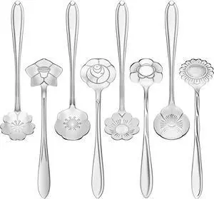 Chengu 8 Pcs Flower Coffee Tea Teaspoons Stainless Sugar Spoons Silver Chengu 8 Pcs Flower Coffee Tea Teaspoons Stainless Sugar Spoons Silver