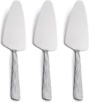 Silver Cake Server Set with Wave Handle, Stainless Steel, 3PCS Silver Cake Server Set with Wave Handle, Stainless Steel, 3PCS