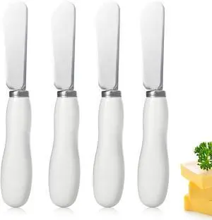 Stainless Steel Butter Knife Spreader with Handle for Kitchen,4 Pack,White Stainless Steel Butter Knife Spreader with Handle for Kitchen,4 Pack,White