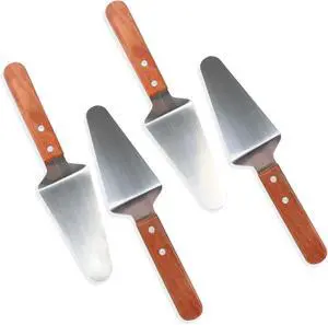 4 Pcs Stainless Steel Pizza Servers with Wooden Handle, Triangular Spade Pie Pastry Spatula for Cake, Dessert, Tart, Pie and Pizza 4 Pcs Stainless Steel Pizza Servers with Wooden Handle, Triangular Spade Pie Pastry Spatula for Cake, Dessert, Tart, Pie and Pizza
