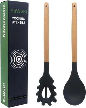 Silicone Pasta Fork and Silicone Cooking Spoon Set, Large Non Stick Kitchen Utensils for Cooking, Stirring, Serving Spaghetti, Soup, Sauce Silicone Pasta Fork and Silicone Cooking Spoon Set, Large Non Stick Kitchen Utensils for Cooking, Stirring, Serving Spaghetti, Soup, Sauce