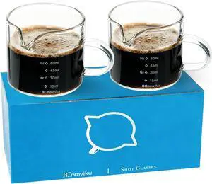 BCnmviku 2 PACK Espresso Glass Measuring Cup Triple Pitcher Milk Cup 75ML Espresso Cups with Handle Shot Glass with V-Shaped Mouth Clear Accessories Milk Frothing Pitcher (2) BCnmviku 2 PACK Espresso Glass Measuring Cup Triple Pitcher Milk Cup 75ML Espresso Cups with Handle Shot Glass with V-Shaped Mouth Clear Accessories Milk Frothing Pitcher (2)