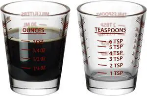 Funwares Measuring Shot Glasses, Set of 2, 1 oz Heavy-Duty Glass, Easy Read Funwares Measuring Shot Glasses, Set of 2, 1 oz Heavy-Duty Glass, Easy Read