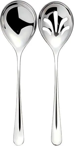 Large Serving Spoons Stainless Steel, Silver 2-Piece Buffet Set Large Serving Spoons Stainless Steel, Silver 2-Piece Buffet Set