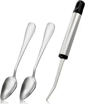 Grapefruit Spoon Serrated Edge Knife Stainless Steel Fruit Knife Grapefruit Utensils Tool Dessert Spoons for Citrus Lemon Kiwi Melon Lime Pitaya Apple Fruit Puree Grapefruit Spoon Serrated Edge Knife Stainless Steel Fruit Knife Grapefruit Utensils Tool Dessert Spoons for Citrus Lemon Kiwi Melon Lime Pitaya Apple Fruit Puree