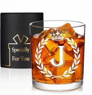 Personalized Whiskey Glasses Gifts for Men, Letter J Initial Whiskey Glass, Christmas Birthday Gifts for Men Husband Brother Dad, 10 OZ Old Fashioned Glass with Gift Box(Letter J) Personalized Whiskey Glasses Gifts for Men, Letter J Initial Whiskey Glass, Christmas Birthday Gifts for Men Husband Brother Dad, 10 OZ Old Fashioned Glass with Gift Box(Letter J)