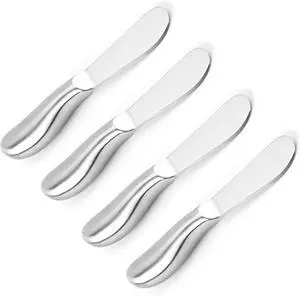 VANRA Spreader Knife Set 4-Piece Butter Knife Stainless Steel Cheese Knife Set Small Bread Cream Knives 5.3-inch VANRA Spreader Knife Set 4-Piece Butter Knife Stainless Steel Cheese Knife Set Small Bread Cream Knives 5.3-inch