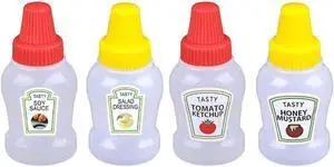 4 Pcs 25ml Mini Ketchup Bottles, Mini Condiment Squeeze Plastic Sauce Bottles Containers Empty Ketchup and Mustard Syrup Dispenser 4 Pcs 25ml Mini Ketchup Bottles, Mini Condiment Squeeze Plastic Sauce Bottles Containers Empty Ketchup and Mustard Syrup Dispenser