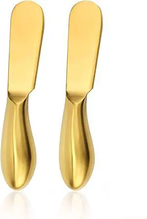 2Pcs Golden Butter Knife, Cheese and Butter Spreader Knive Set One-piece Stainless Steel for Home Breakfast Use, Deluxe Sandwich Cream Cheese Condiment Knives Flatware 2Pcs Golden Butter Knife, Cheese and Butter Spreader Knive Set One-piece Stainless Steel for Home Breakfast Use, Deluxe Sandwich Cream Cheese Condiment Knives Flatware