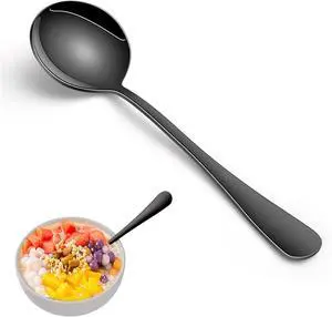 8-Piece Black Soup Spoons Set, 7.4 Inch Modern Stainless Steel Round Spoon For Kitchen, Mirror Polished Black Silverware Spoons for Ramen & Cereal 8-Piece Black Soup Spoons Set, 7.4 Inch Modern Stainless Steel Round Spoon For Kitchen, Mirror Polished Black Silverware Spoons for Ramen & Cereal