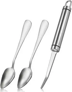 Grapefruit Spoon Knife Serrated Edge Stainless Steel Fruit Knife Grapefruit Utensils Tool Dessert Spoons for Citrus Lemon Kiwi Melon Pitaya Apple Fruit Puree Grapefruit Spoon Knife Serrated Edge Stainless Steel Fruit Knife Grapefruit Utensils Tool Dessert Spoons for Citrus Lemon Kiwi Melon Pitaya Apple Fruit Puree