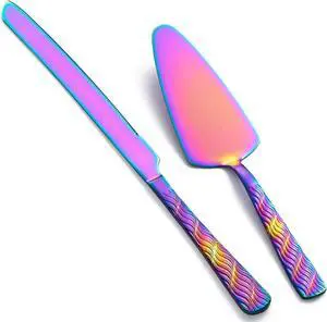 Rainbow Cake Cutting Set, Stainless Steel Cake Knife and Server, Cake Pie Cutter Set for Wedding, Birthday, Party Rainbow Cake Cutting Set, Stainless Steel Cake Knife and Server, Cake Pie Cutter Set for Wedding, Birthday, Party