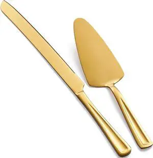 GoGeiLi Gold Stainless Steel Wedding Cake Cutting Set GoGeiLi Gold Stainless Steel Wedding Cake Cutting Set