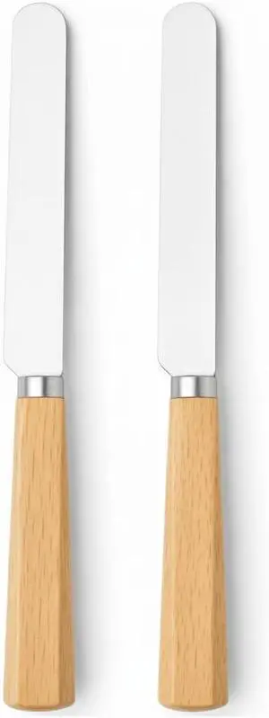 Butter Knife Set of 2 Oak Wood Handle Butter Knives for Butter, Cheese, Jam, Cream Cheese, Toast, Pastry, Sandwich 17.5cm Stainless Steel Spreader Knives Butter Knife Set of 2 Oak Wood Handle Butter Knives for Butter, Cheese, Jam, Cream Cheese, Toast, Pastry, Sandwich 17.5cm Stainless Steel Spreader Knives