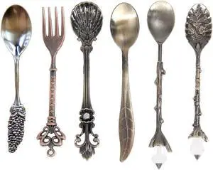 Awakingdemi Vintage Style Metal Carved Fruit Dessert Spoons, 6pcs/set Awakingdemi Vintage Style Metal Carved Fruit Dessert Spoons, 6pcs/set