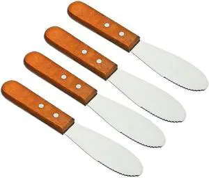 Stainless Steel Butter Spreader Butter Knife Spreader with Wood Handle for Butter, Cheese, Cream, Sandwich, and Condiment Serving (4 Pack) Stainless Steel Butter Spreader Butter Knife Spreader with Wood Handle for Butter, Cheese, Cream, Sandwich, and Condiment Serving (4 Pack)