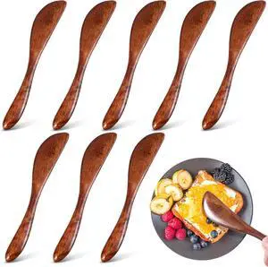 8 PCS Wooden Knife, Butter Knife, Butter Spreader Sandwich Condiment Cheese Spreader Knives,Thickened Solid Wood & Comfortable Feel for Kitchen Restaurant 8 PCS Wooden Knife, Butter Knife, Butter Spreader Sandwich Condiment Cheese Spreader Knives,Thickened Solid Wood & Comfortable Feel for Kitchen Restaurant