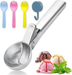 Large Ice cream scoop, a portable stainless steel ice cream scoop with trigger device and comfortable handle, suitable for DIY mixed ice cream, fruits, frozen yogurt, etc. (1pcs Large silvery) Large Ice cream scoop, a portable stainless steel ice cream scoop with trigger device and comfortable handle, suitable for DIY mixed ice cream, fruits, frozen yogurt, etc. (1pcs Large silvery)