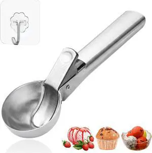 Ice Cream Scoop,Portable Stainless Steel Ice Cream Scoop with Trigger and Comfortable Handle,Dishwasher Safe,DIY Ice Cream,Gelato,Sorbet,Cake Batter (1p-silver) Ice Cream Scoop,Portable Stainless Steel Ice Cream Scoop with Trigger and Comfortable Handle,Dishwasher Safe,DIY Ice Cream,Gelato,Sorbet,Cake Batter (1p-silver)