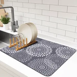 Dish Drying Mat Absorbent Kitchen Counter Mat Rubber Backing Draining Mat Dish Drying Mat Absorbent Kitchen Counter Mat Rubber Backing Draining Mat