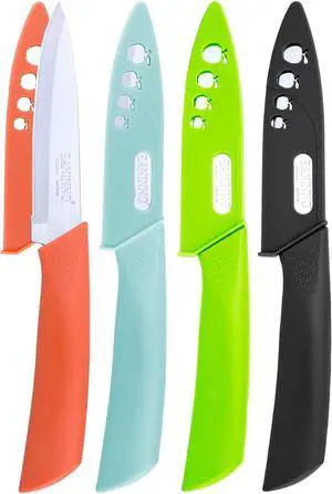 Paring Knife, 4 inch Kitchen Knives Set with Cover Small Knife for Fruit Peeling Vegetable Stainless Steel with Sheath Ergonomic Handle Paring Knife, 4 inch Kitchen Knives Set with Cover Small Knife for Fruit Peeling Vegetable Stainless Steel with Sheath Ergonomic Handle