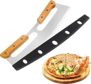 Pizza Cutter Rocker with Wooden Handles & Protective Cover by ZOCY, 14" Sharp Stainless Steel Pizza Slicer Wheel, Big Pizza Knife Cutters for Kitchen Tool (14inch) Pizza Cutter Rocker with Wooden Handles & Protective Cover by ZOCY, 14" Sharp Stainless Steel Pizza Slicer Wheel, Big Pizza Knife Cutters for Kitchen Tool (14inch)