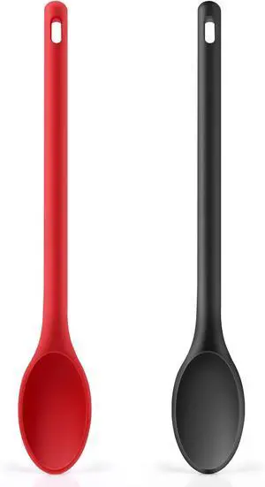 Long handle Silicone Mixing Spoon, 12" Stirring Spoons Nonstick Heat-Resistant Rubber Mixing Spoon for Cooking Baking Long handle Silicone Mixing Spoon, 12" Stirring Spoons Nonstick Heat-Resistant Rubber Mixing Spoon for Cooking Baking