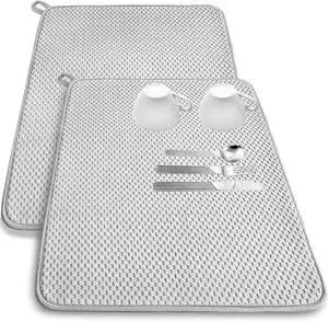 2 Pack Microfiber Dish Drying Mat,24x17" Large Size Highly Absorbent Dish Drainer Mat,Kitchen Counter Quick Dry Pads for Under Sink,Coffee Rack(Gray) 2 Pack Microfiber Dish Drying Mat,24x17" Large Size Highly Absorbent Dish Drainer Mat,Kitchen Counter Quick Dry Pads for Under Sink,Coffee Rack(Gray)