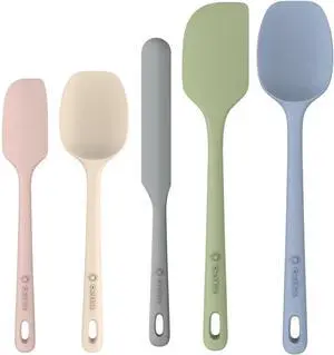 ChefAide 5 Pieces Silicone Spatula Set, Food Grade Rubber Spatula, Upgrade Strong Handle with Ergonomic Grip, Heat Resistant Up to 600°F for Nonstick Cookware, Cooking ChefAide 5 Pieces Silicone Spatula Set, Food Grade Rubber Spatula, Upgrade Strong Handle with Ergonomic Grip, Heat Resistant Up to 600°F for Nonstick Cookware, Cooking