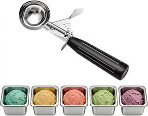 Heavy Duty Stainless Steel Ice Cream Scoop 1 oz, Cookie Scoop with Trigger, Baking Scoop for Bakeries,Restaurants & Dessert Shops, #30,Black Heavy Duty Stainless Steel Ice Cream Scoop 1 oz, Cookie Scoop with Trigger, Baking Scoop for Bakeries,Restaurants & Dessert Shops, #30,Black