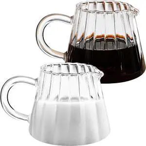 Loscarol 2 Pcs Small Creamer Pitcher, Elegant Wave Shaped Glass Creamer Jug, for Coffee, Milk, Tea, 6 oz Milk Frothing Pitcher for Kitchen Loscarol 2 Pcs Small Creamer Pitcher, Elegant Wave Shaped Glass Creamer Jug, for Coffee, Milk, Tea, 6 oz Milk Frothing Pitcher for Kitchen
