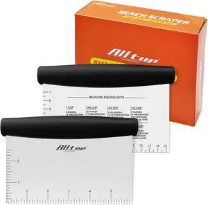 ALLTOP Bench Scraper & Chopper - Baking Essentials,Stainless Steel Blade Knife,Ideal Kitchen Tool for Home Baking and Meal Prep, Bread Making, Pasta,Pastry,Dough and Cake - Set of 2 Pack ALLTOP Bench Scraper & Chopper - Baking Essentials,Stainless Steel Blade Knife,Ideal Kitchen Tool for Home Baking and Meal Prep, Bread Making, Pasta,Pastry,Dough and Cake - Set of 2 Pack