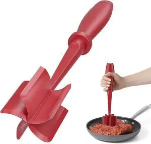 Meat Chopper, Upgrade Hamburger Smasher, Premium Heat Resistant Meat Masher for Ground Beef, Ground Turkey and More, Non Stick Mix Grinder-Red Meat Chopper, Upgrade Hamburger Smasher, Premium Heat Resistant Meat Masher for Ground Beef, Ground Turkey and More, Non Stick Mix Grinder-Red