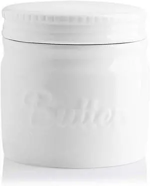 Sweejar Porcelain Butter Keeper Crock, French Butter Dish with Water Line, Ceramic Butter Container for soft butter (White) Sweejar Porcelain Butter Keeper Crock, French Butter Dish with Water Line, Ceramic Butter Container for soft butter (White)