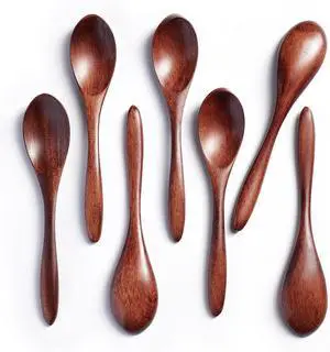 Small Wooden Spoons for Eating, 7-Piece Set, 5.8 Inch, Honey Spoons Small Wooden Spoons for Eating, 7-Piece Set, 5.8 Inch, Honey Spoons
