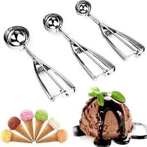 3 Pcs 3 Size Cookie Scoop Set Stainless Steel Ice Cream Scoop (1.6" + 2" + 2.4") 3 Pcs 3 Size Cookie Scoop Set Stainless Steel Ice Cream Scoop (1.6" + 2" + 2.4")