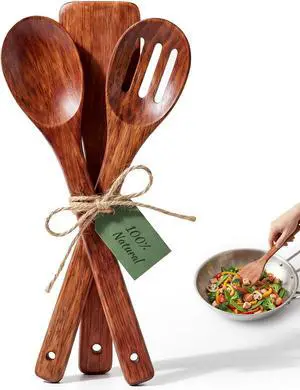 HANSGO Wooden Spoons for Cooking, 3PCS Kitchen Utensils Set for Nonstick Pans, 12Inch Wooden Spatula for Stirring Frying Mixing, Sturdy & Smooth Edges, Kitchen Gifts for Women, Cooking Gifts for Men HANSGO Wooden Spoons for Cooking, 3PCS Kitchen Utensils Set for Nonstick Pans, 12Inch Wooden Spatula for Stirring Frying Mixing, Sturdy & Smooth Edges, Kitchen Gifts for Women, Cooking Gifts for Men