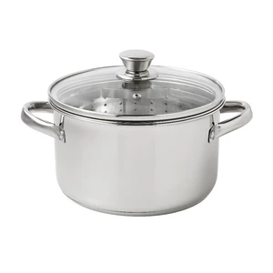 Stainless Steel 4-Quart Steamer Pot with Glass Lid, Induction Compatible, Stainless Steel 4-Quart Steamer Pot with Glass Lid, Induction Compatible,
