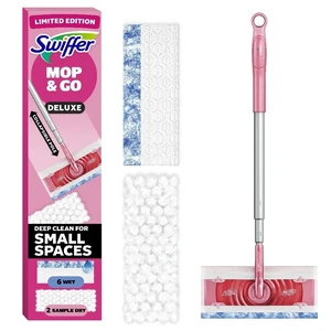 Pink Limited Edition Mop & Go Deluxe, 2-in-1 Floor Mopping and Sweeping Kit, 1 Pink Limited Edition Mop & Go Deluxe, 2-in-1 Floor Mopping and Sweeping Kit, 1