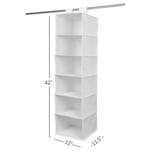 Non-Woven Hanging Closet Organizer with 6 Shelves, Adjustable Shelf Divider, Non-Woven Hanging Closet Organizer with 6 Shelves, Adjustable Shelf Divider,