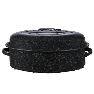 Covered Oval Roaster 15-Pound Capacity Large Roasting Pan with Lid Covered Oval Roaster 15-Pound Capacity Large Roasting Pan with Lid