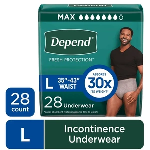 Fresh Protection Incontinence Underwear for Men Large Size 28 Count Adult Fresh Protection Incontinence Underwear for Men Large Size 28 Count Adult