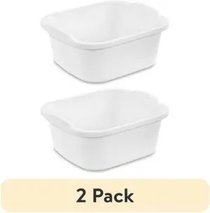 (2 pack) Sterilite 12 Qt. Dishpan, Multi-Purpose Plastic Wash Tub, Kitchen, Sink, White (2 pack) Sterilite 12 Qt. Dishpan, Multi-Purpose Plastic Wash Tub, Kitchen, Sink, White