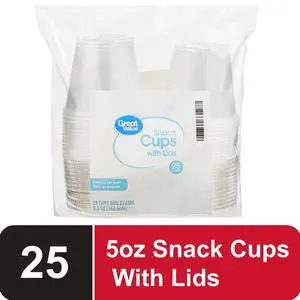 Great Value Snack Cups with Lids, 5.5 oz, 25 Count Great Value Snack Cups with Lids, 5.5 oz, 25 Count