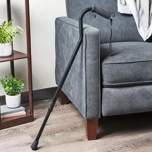 Equate Mobility Aluminum Offset Handle Cane with Foam Handle, Adjustable Height, Black Equate Mobility Aluminum Offset Handle Cane with Foam Handle, Adjustable Height, Black